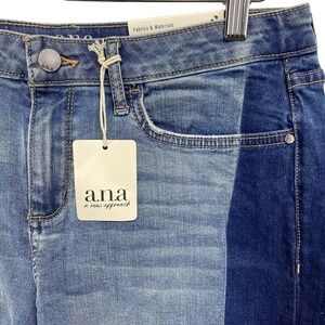 Ana Mid Rise Midi 2 Tone Stretch Denim Shorts Women's 10, 5 " Inseam NWT